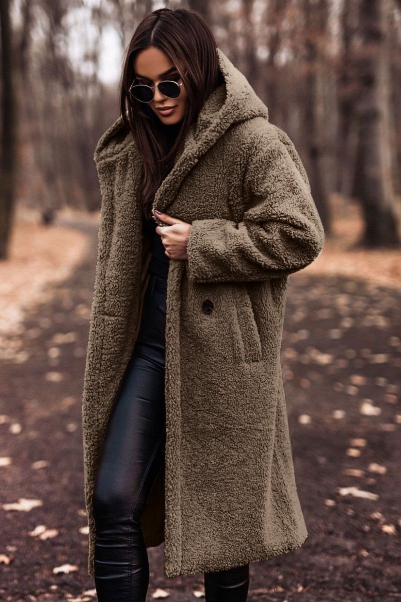 Autumn Winter Fashion Elegant Long Coat Woman Plush Warm Faux Fleece Coat Women Teddy Jacket Female Teddy Coat Outwear Ladies - Image 10