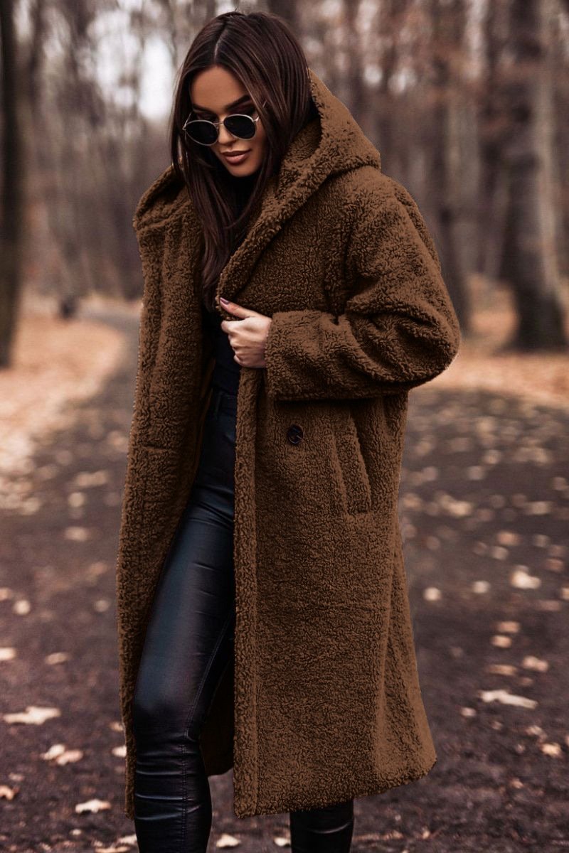 Autumn Winter Fashion Elegant Long Coat Woman Plush Warm Faux Fleece Coat Women Teddy Jacket Female Teddy Coat Outwear Ladies - Image 3