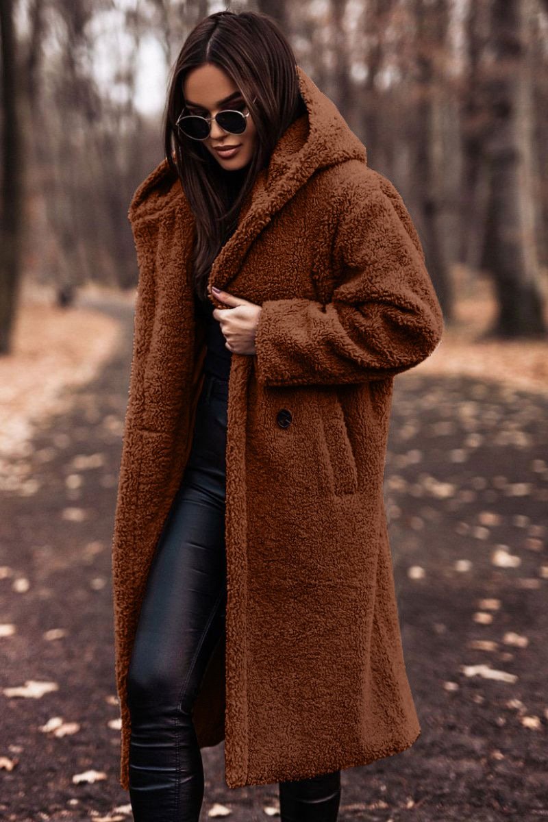 Autumn Winter Fashion Elegant Long Coat Woman Plush Warm Faux Fleece Coat Women Teddy Jacket Female Teddy Coat Outwear Ladies - Image 6